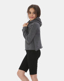 Charcoal Girls Plain Crop Hoodie