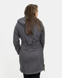 Charcoal Grey Belted Button Fleece Coat