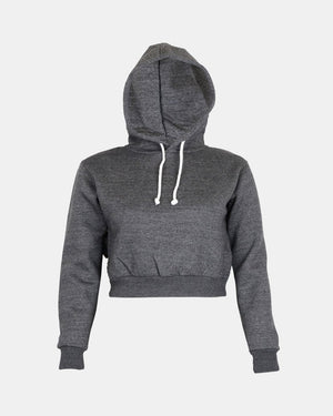 Charcoal Women's Plain Long - Sleeve Hoodie