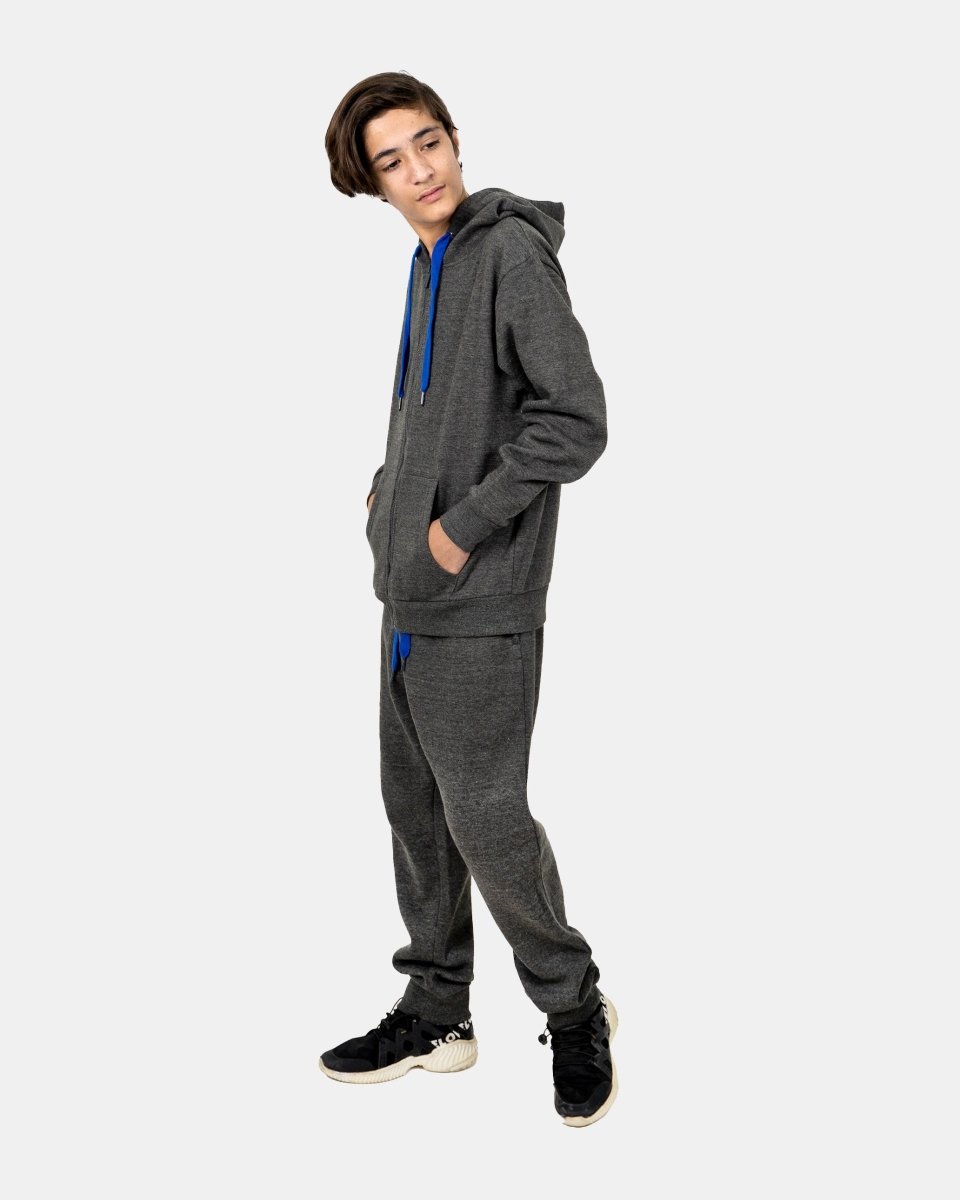 Charcoal/Blue Contrast Fleece Tracksuit