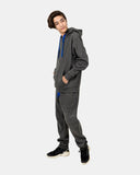 Charcoal/Blue Contrast Fleece Tracksuit