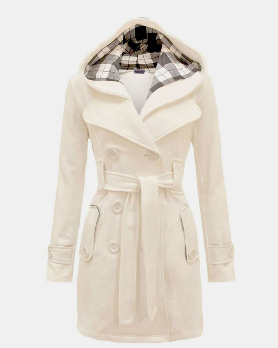 Cream Belted Button Fleece Coat