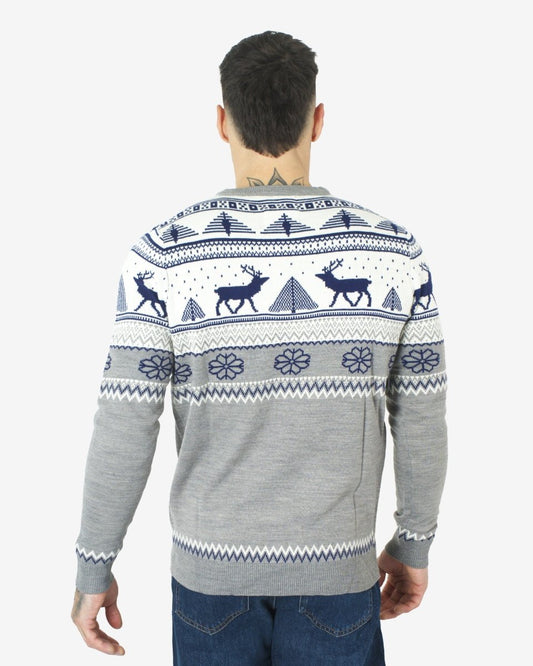 Cream Moose Knitted Men’s Xmas Jumper