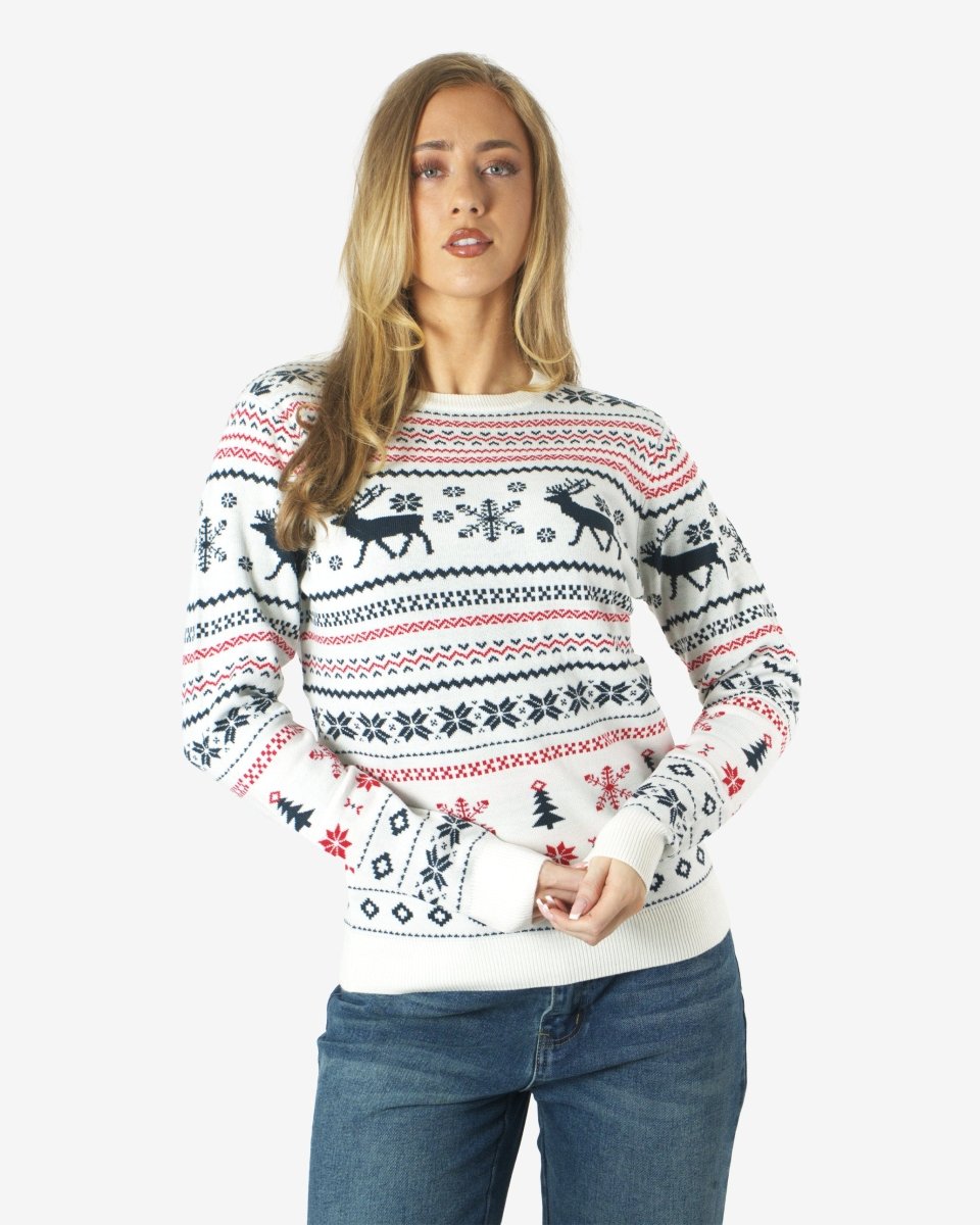 Cream Xmas Tree Crewneck Womens Sweatshirt