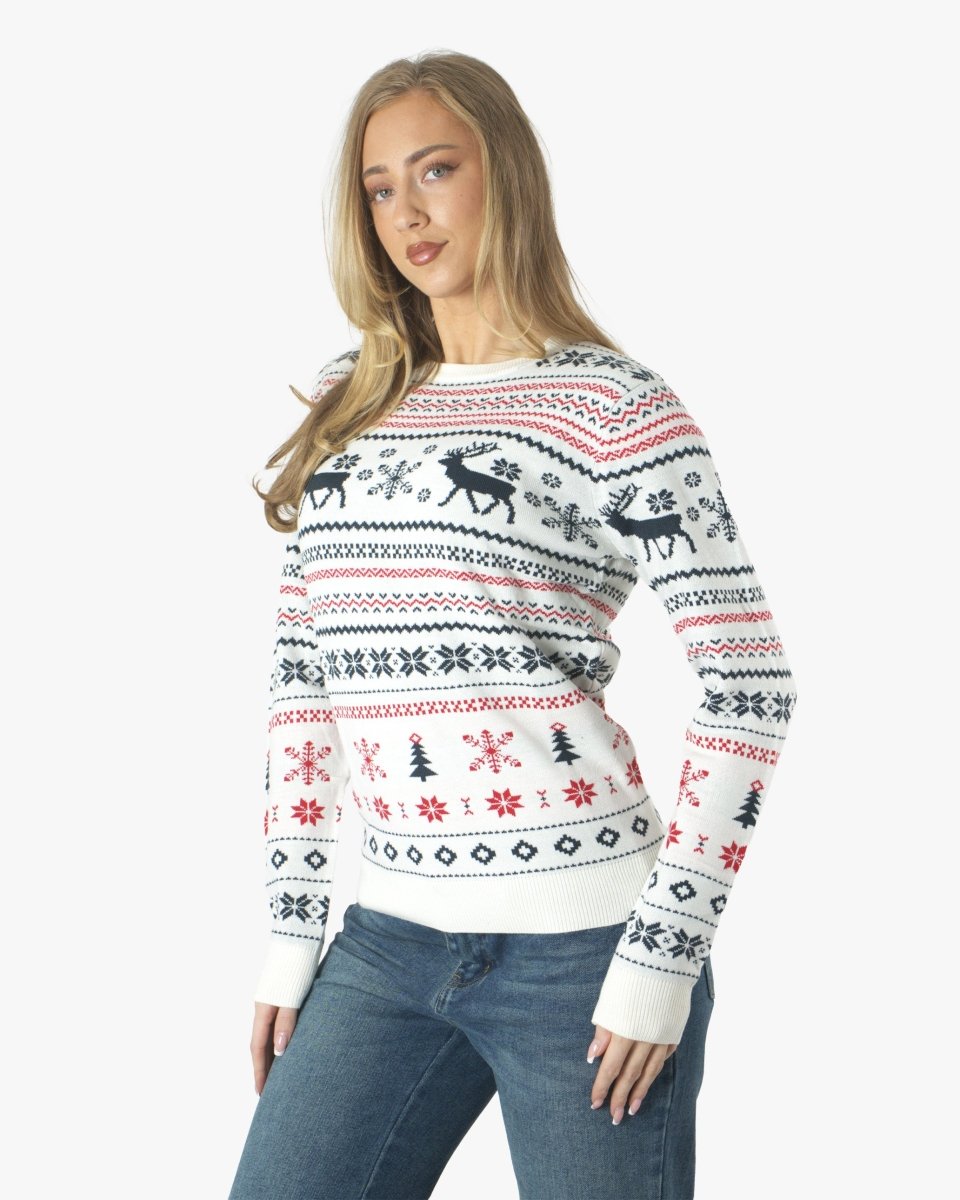 Cream Xmas Tree Crewneck Womens Sweatshirt