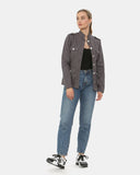 Dark Grey Military Style Summer Jacket (Silver Button)