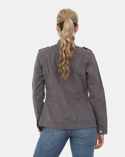 Dark Grey Military Style Summer Jacket (Silver Button)