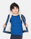 Denim Blue Sherpa Fleece Hood Jacket