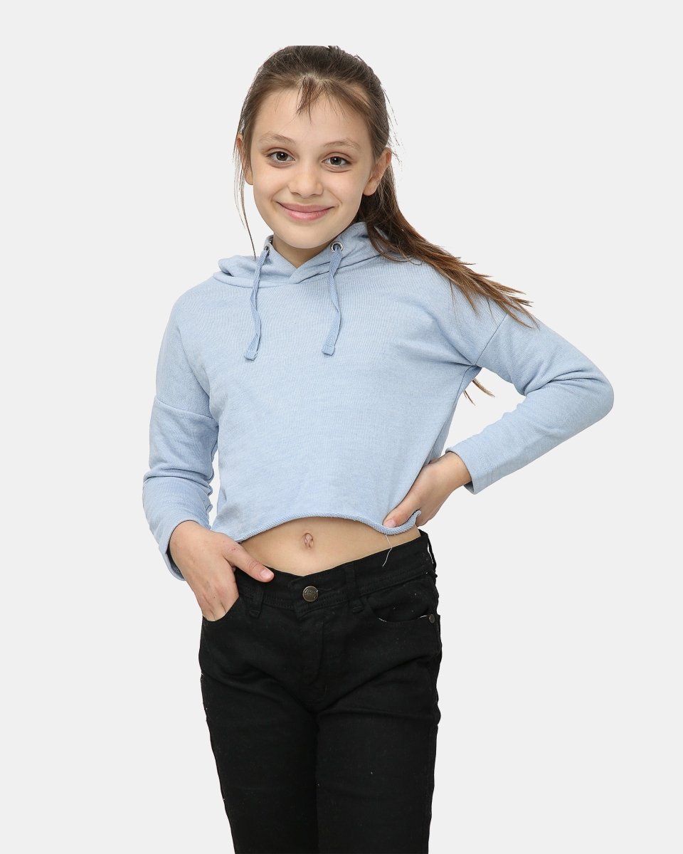 Dusk Blue Girl's Long - Sleeve Hoodie