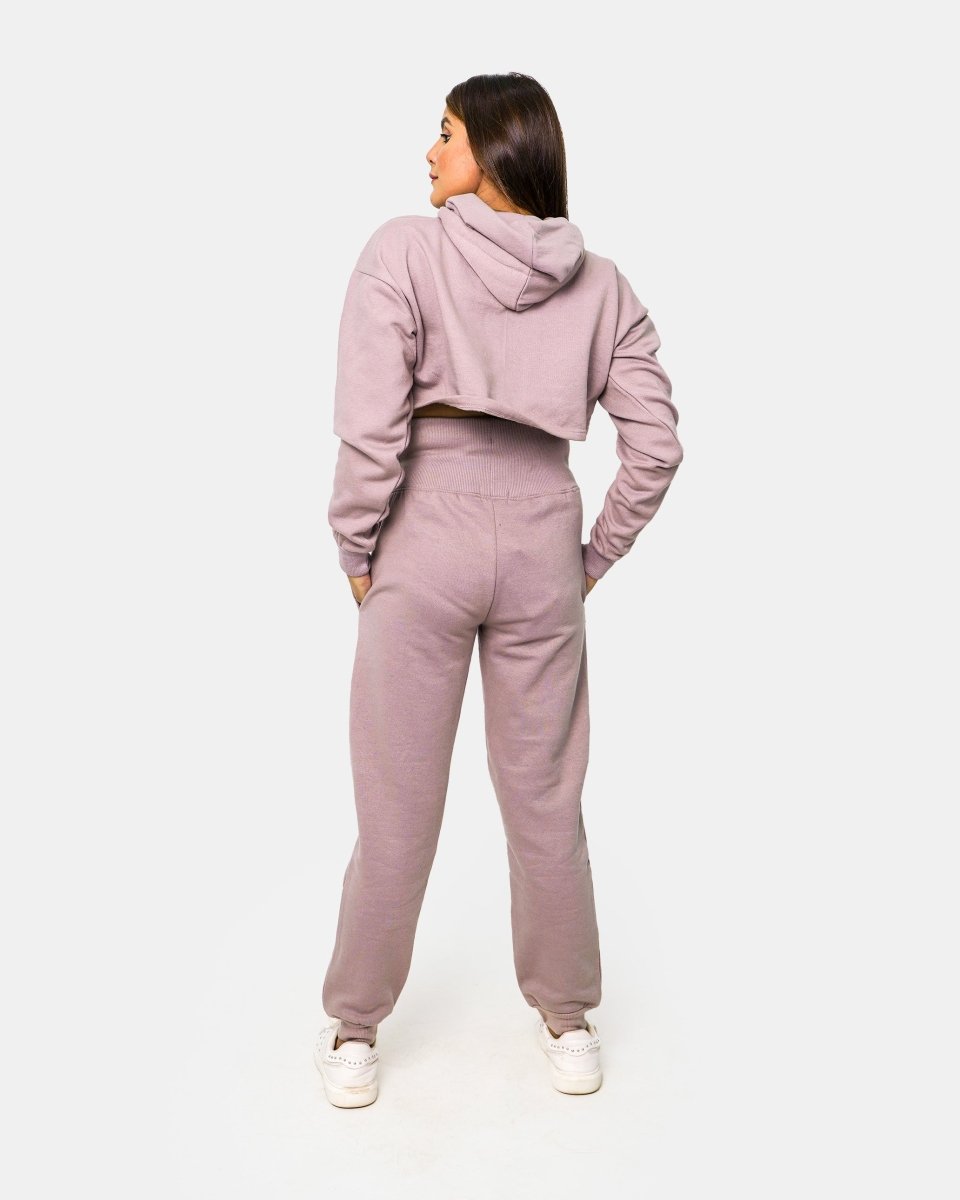 Dusky Pink Womens Crop Top Hoodie