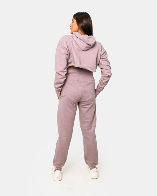 Dusky Pink Womens Crop Top Tracksuit