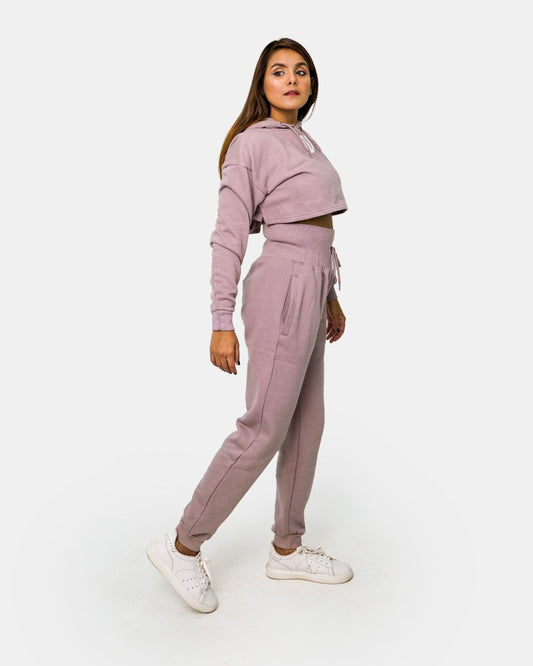 Dusky Pink Womens Crop Top Tracksuit