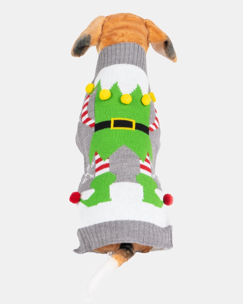Elf Grey Dog Christmas Jumper