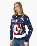 Santa To the Pub Navy Pullover Womens Jumper