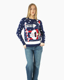 Santa To the Pub Navy Pullover Womens Jumper