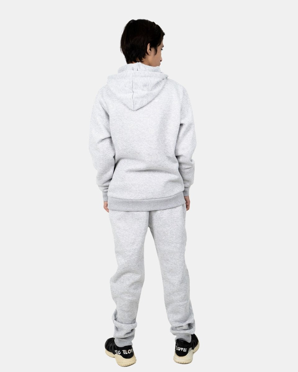 Grey Kids Plain Hooded Tracksuit