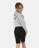 Grey Marl Girl's Long - Sleeve Hoodie