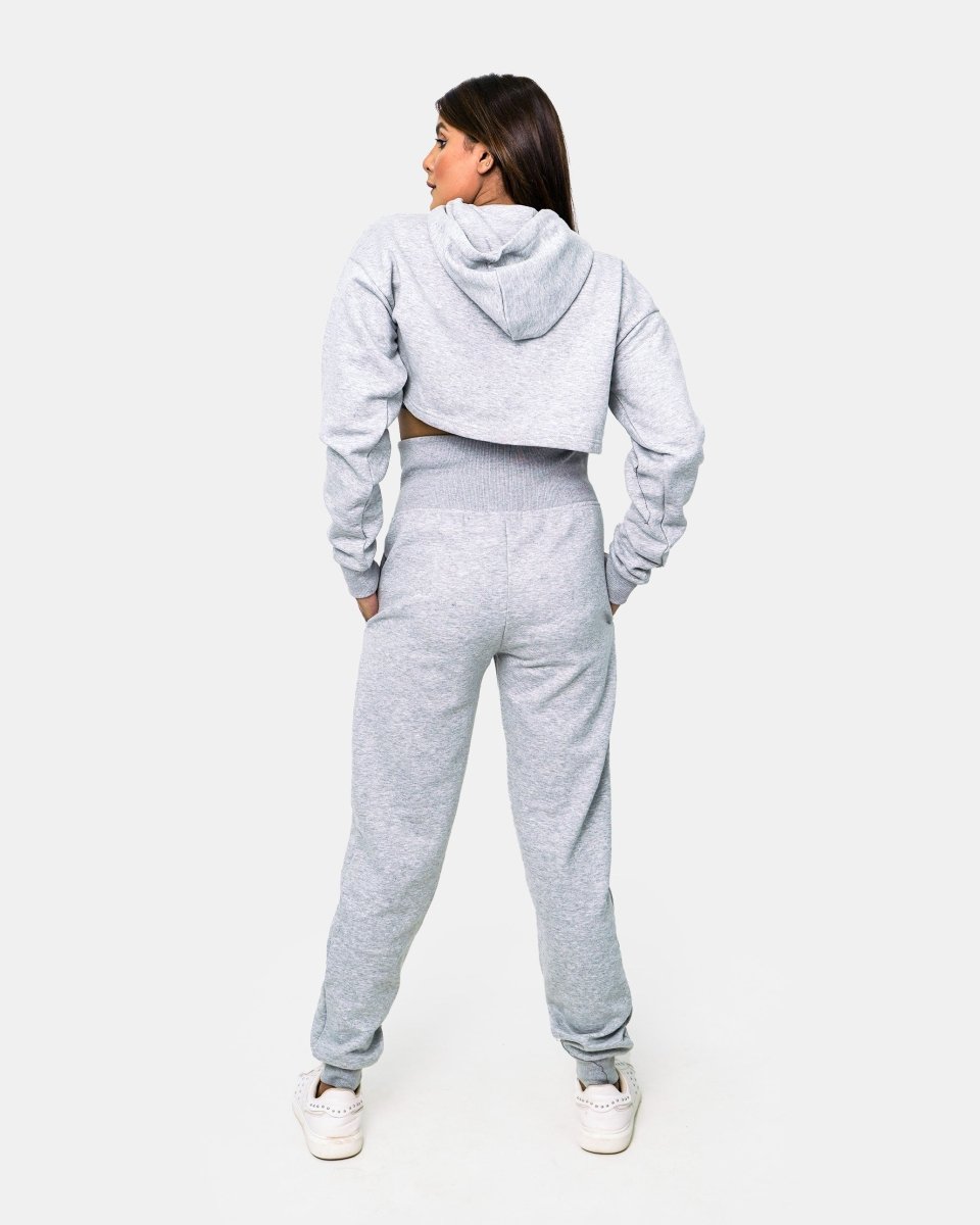 Grey Womens Crop Top Tracksuit