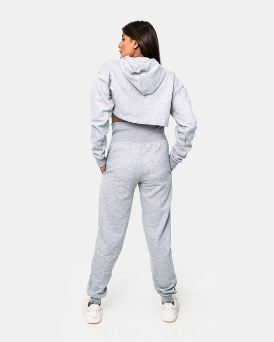 Grey Womens Crop Top Tracksuit