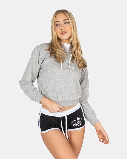 Grey Women's Plain Long - Sleeve Hoodie
