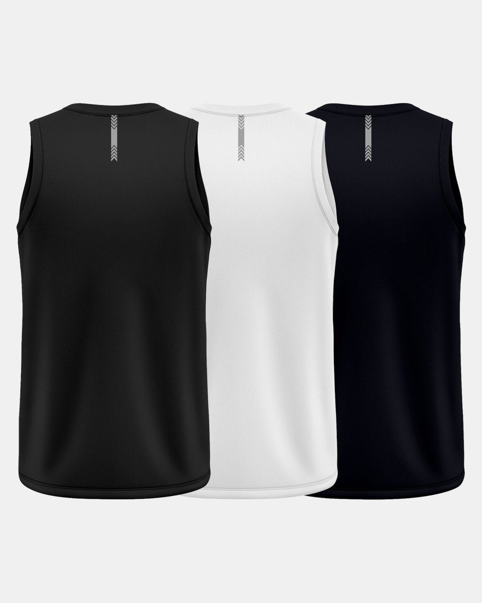 GymRight Gym Tank Tops | Muscle Fit Workout Vest | Pack of 3 | B, W & N