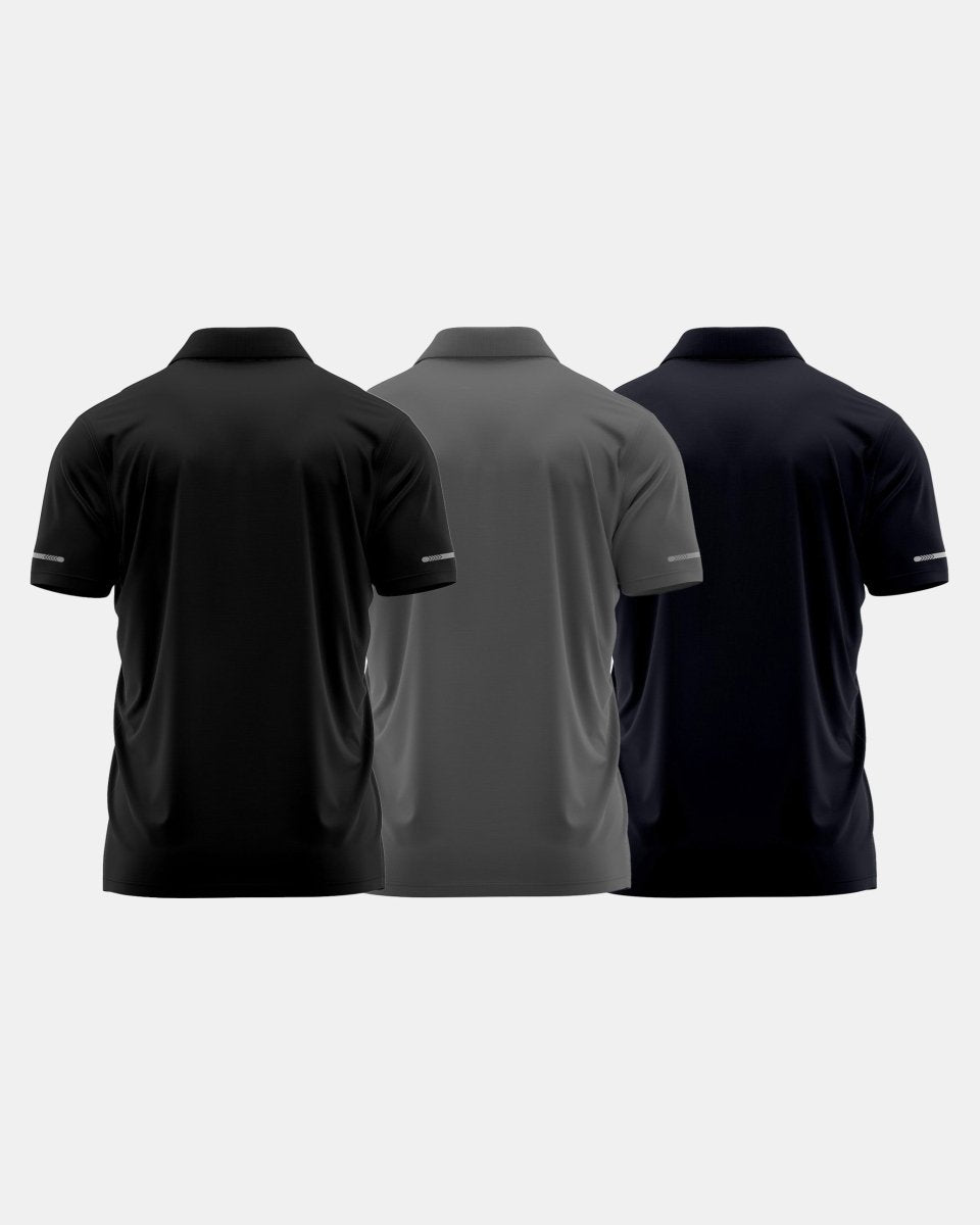 GymRight Polo Shirt | Breathable Athletic Gym Shirt Pack of 3 | B G & N