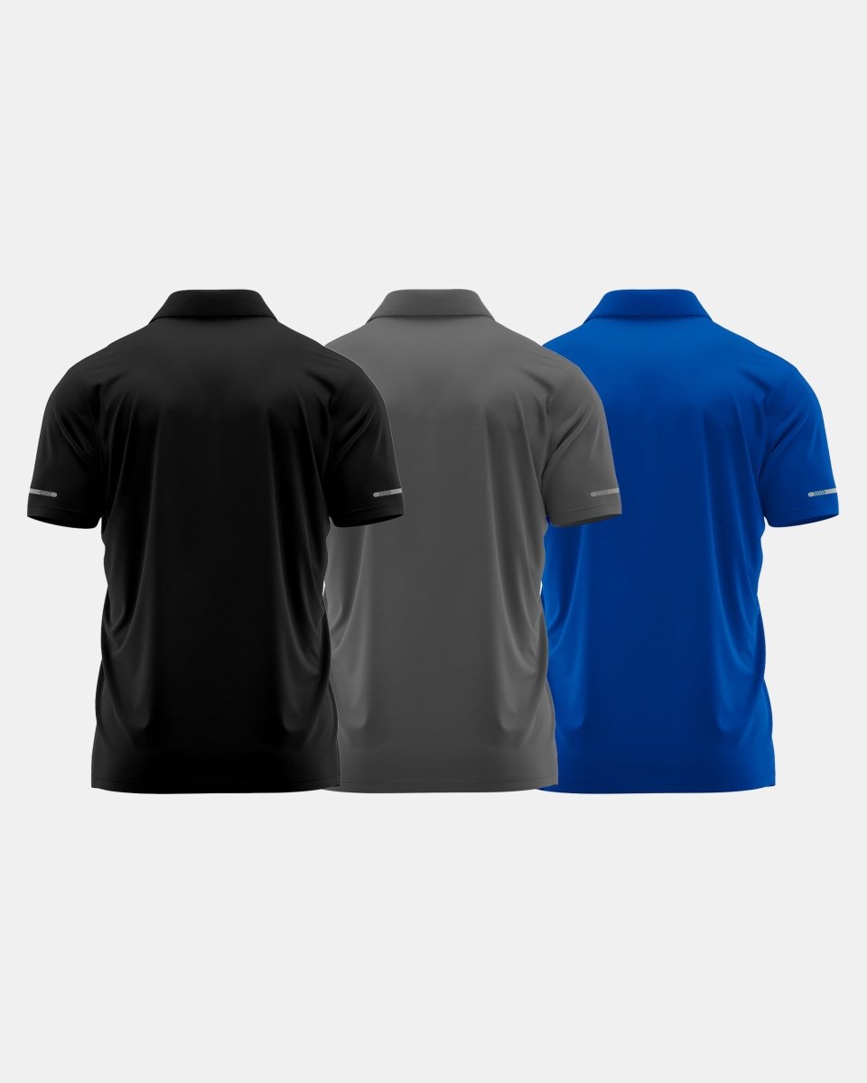 GymRight Polo Shirt | Breathable Athletic Gym Shirt Pack of 3 | B G & R