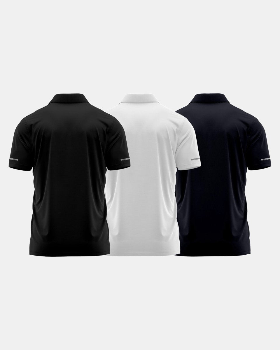 GymRight Polo Shirt | Breathable Athletic Gym Shirt Pack of 3 | B W & N