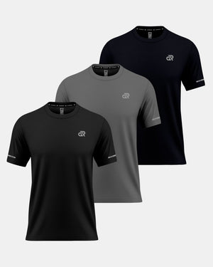 GymRight Workout T-Shirt | Breathable Athletic & Fitness Tee Pack of 3 | B, G & N