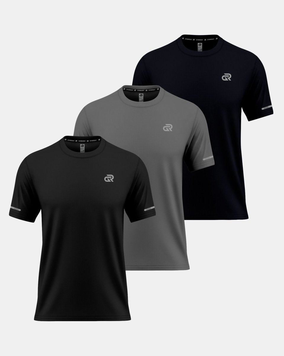 GymRight Workout T-Shirt | Breathable Athletic & Fitness Tee Pack of 3 | B, G & N