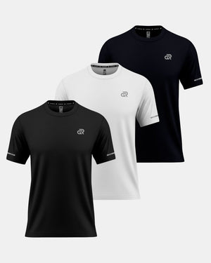 GymRight Workout T-Shirt | Breathable Athletic & Fitness Tee Pack of 3 | B, W & N