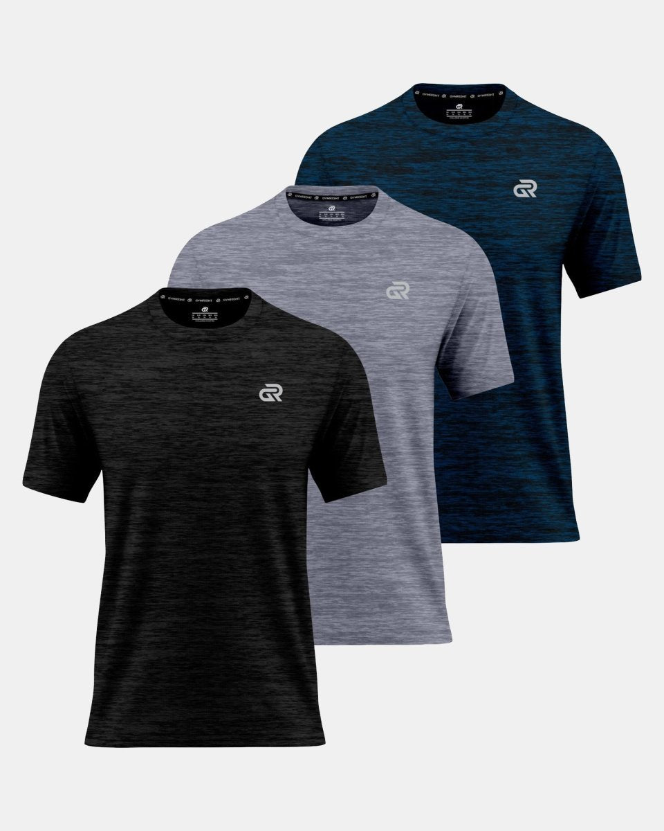 GymRight Workout T-Shirt | Breathable Athletic & Gym Tee Pack of 3 | B, G & N