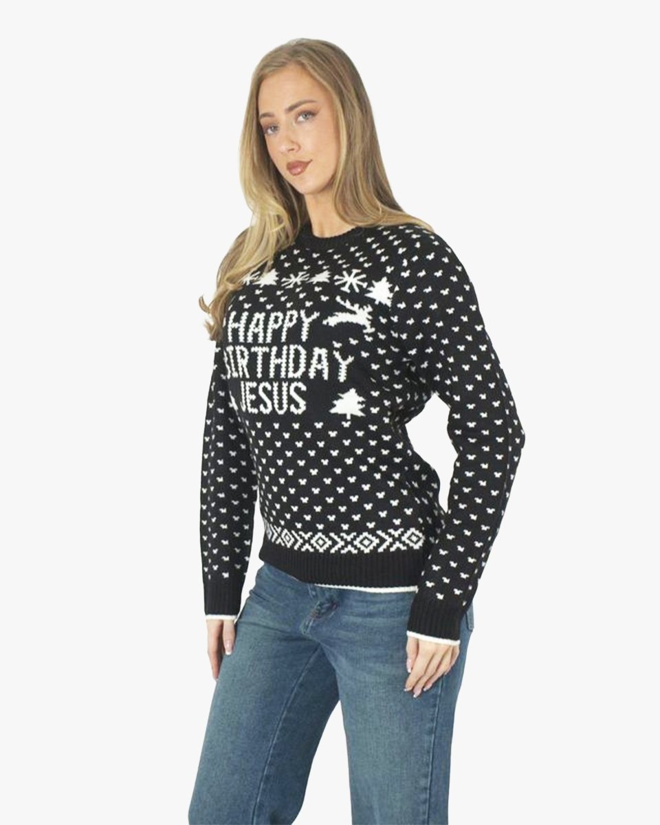 Happy Birthday Jesus Black Womens Jumper