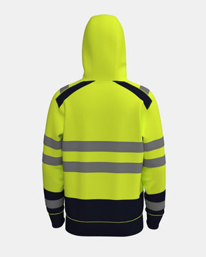 Hi - Vis Workwear High Neck Pullover Hoodie | Neon Green & Navy with Reflective Tape – NOROZE