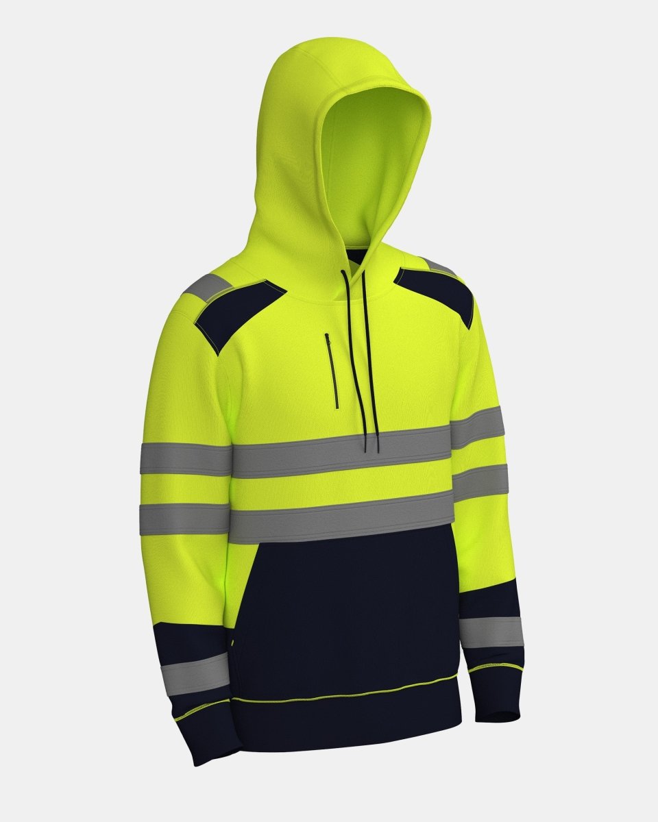 Hi-Vis Workwear High Neck Hoodie | Neon Green & Navy – NOROZE – Noroze