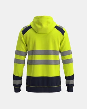 Hi-Vis Workwear High Neck Pullover Hoodie | Neon Green & Navy with Reflective Tape – NOROZE