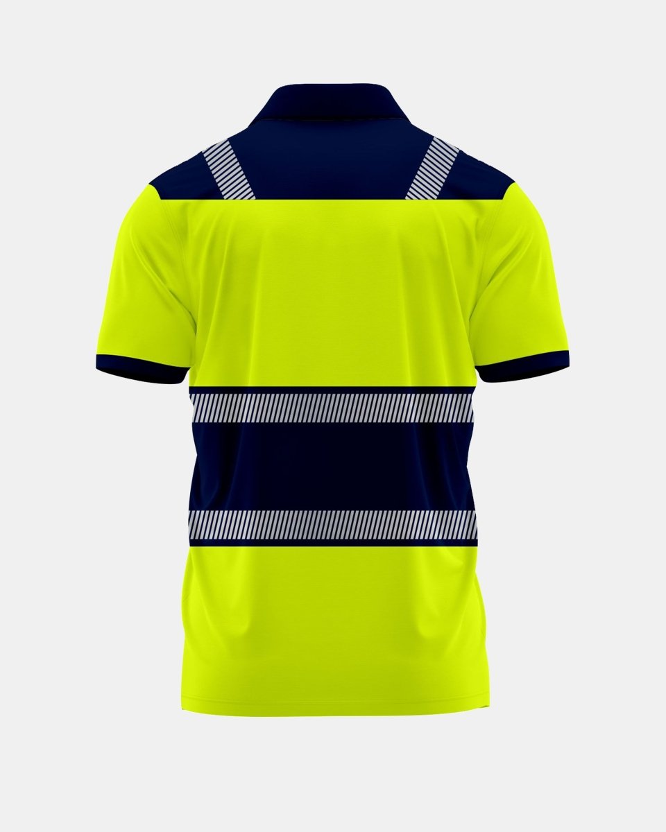 Hi-Vis Workwear Polo| Neon Green & Navy with Reflective Stripe – NOROZE S2