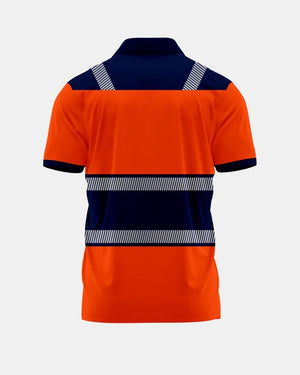 Hi-Vis Workwear Polo | Neon Orange & Navy with Reflective Stripe – NOROZE s2