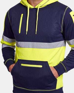 Hi-Vis Workwear Pullover Hoodie | Neon Green & Navy with Reflective Tape – NOROZE