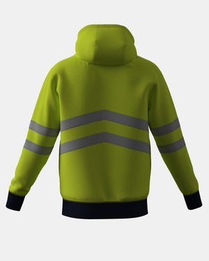 Hi - Vis Workwear Pullover Hoodie | Neon Green & Navy with Reflective Tape – NOROZE