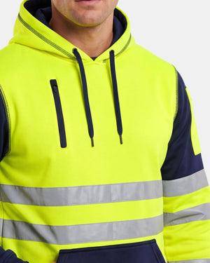 Hi-Vis Workwear Pullover Hoodie | Neon Green & Navy with Reflective Tape – NOROZE