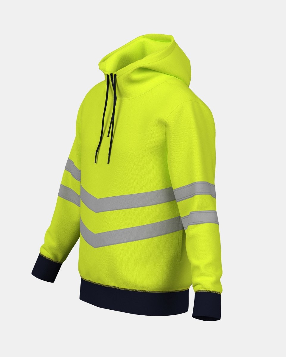 Hi - Vis Workwear Pullover Hoodie | Neon Green & Navy with Reflective Tape – NOROZE