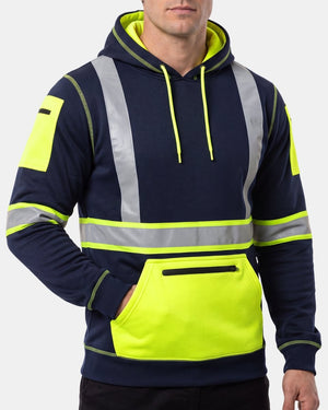 Hi-Vis Workwear Pullover Hoodie | Neon Green & Navy with Reflective Tape – NOROZE