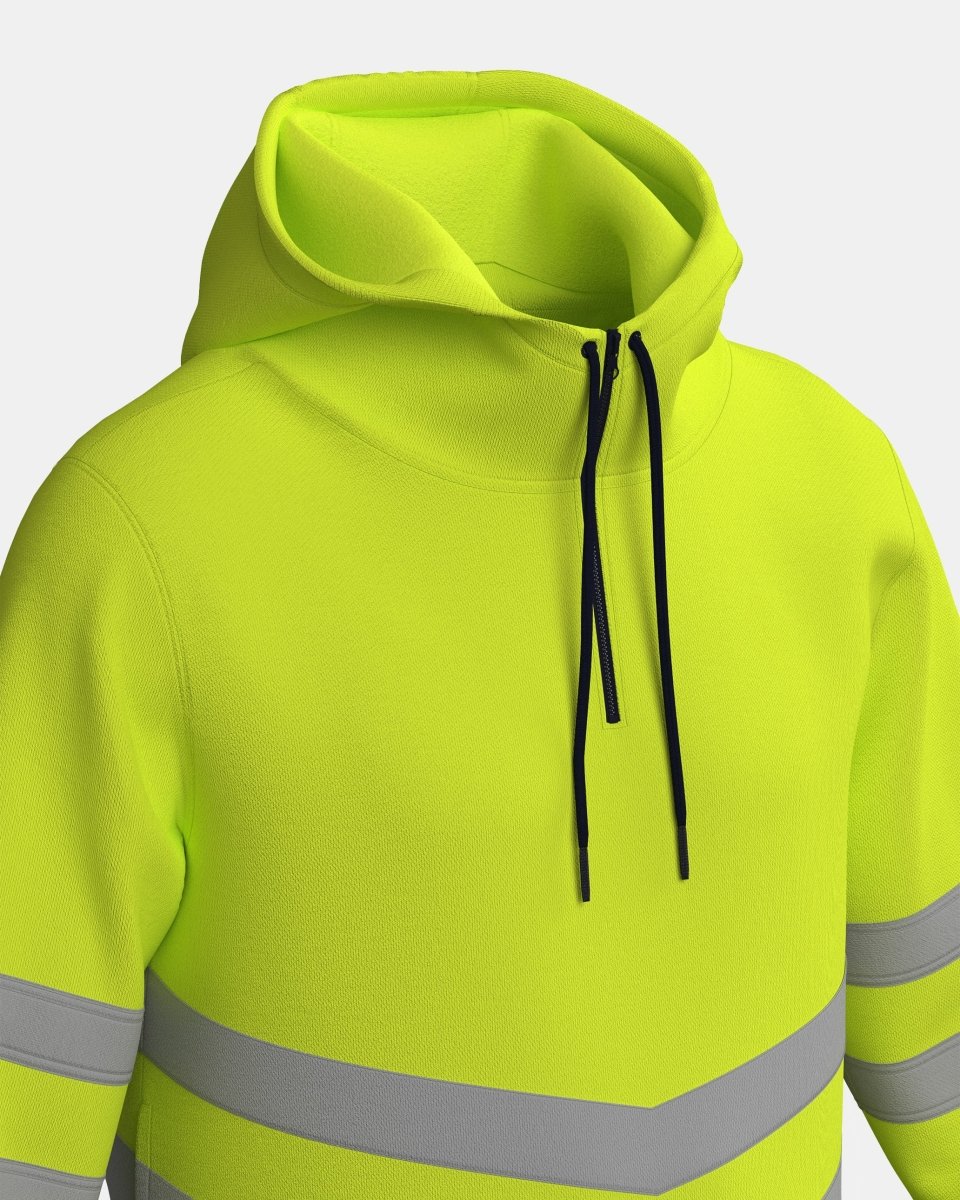 Hi - Vis Workwear Pullover Hoodie | Neon Green & Navy with Reflective Tape – NOROZE