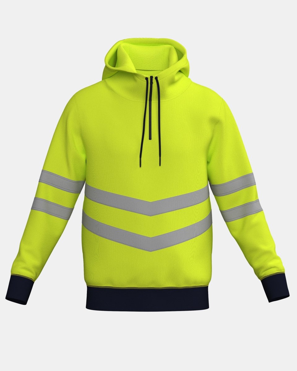 Hi - Vis Workwear Pullover Hoodie | Neon Green & Navy with Reflective Tape – NOROZE