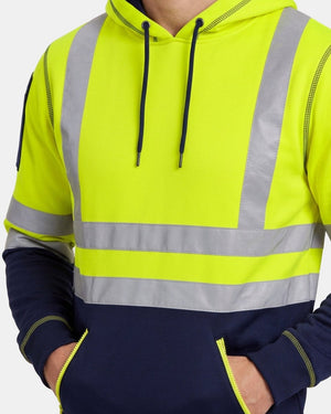 Hi-Vis Workwear Pullover Hoodie | Neon Green & Navy with Reflective Tape – NOROZE