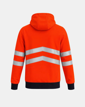 Hi-Vis Workwear Pullover Hoodie | Neon Orange & Navy with Reflective Tape – NOROZE