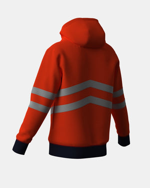 Hi - Vis Workwear Pullover Hoodie | Neon Orange & Navy with Reflective Tape – NOROZE