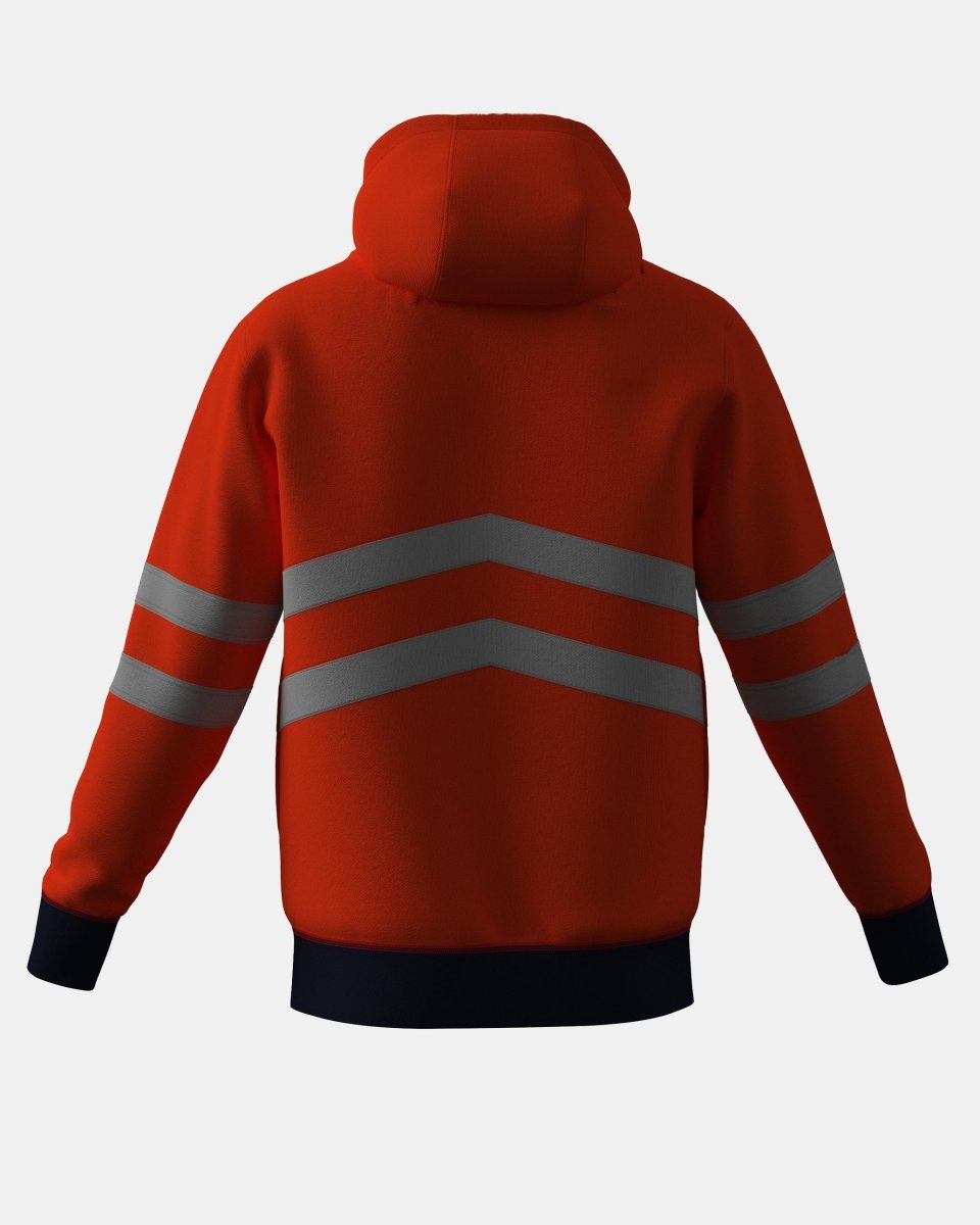 Hi - Vis Workwear Pullover Hoodie | Neon Orange & Navy with Reflective Tape – NOROZE