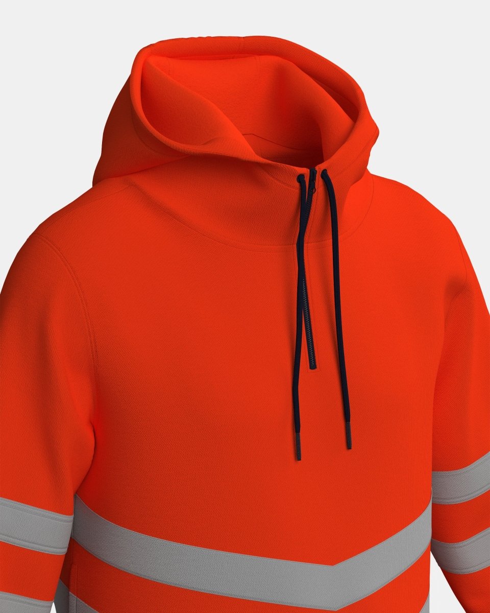 Hi - Vis Workwear Pullover Hoodie | Neon Orange & Navy with Reflective Tape – NOROZE